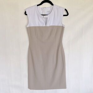 Calvin Klein size 4 tan/white sleeveless dress like NEW!